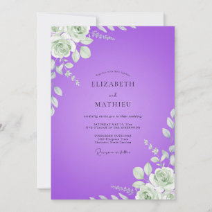 Violette Ranunculus-Eukalyptus-Hochzeit Einladung