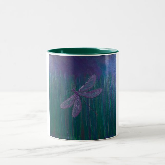 Violette Schimmer-Libelle Zweifarbige Tasse (Mittel)