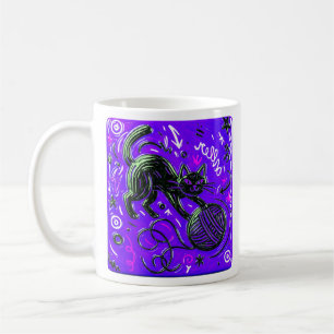 Violette schwarze Katze Kaffeetasse