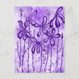 violette Spritzer und Lilien Postkarte