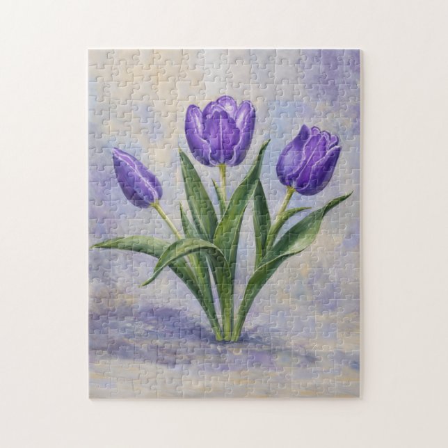 Violette Tulpen-Puzzle (Vertikal)