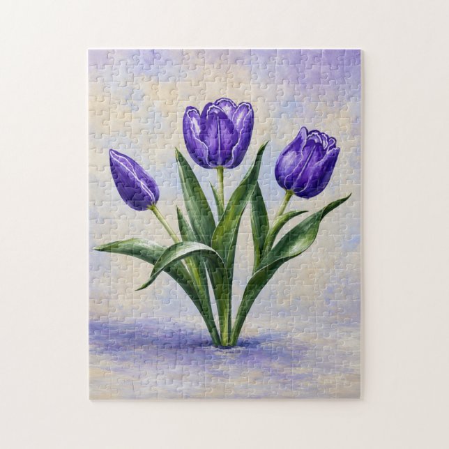 Violette Tulpen-Puzzle (Vertikal)