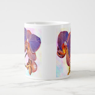 Violette und bernsteinfarbene Orchidee Jumbo-Tasse