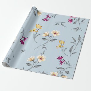 violette und cremefarbene kleine Blume Blätter Geschenkpapier