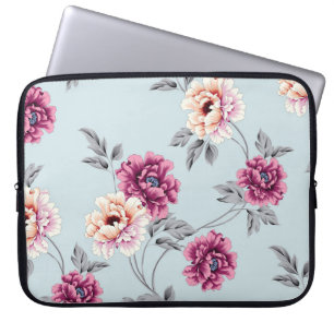 violette und gelbe Blumen mit Blätter auf b Laptopschutzhülle
