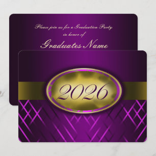 Violette und goldene Abschlussklasse 2026 Party Einladung