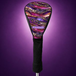 Violette und goldene, juwelenbesetzte Strata-Perso Golf Headcover