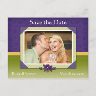 Violette und grüne Save the Date Foto-Postkarten Ankündigungspostkarte