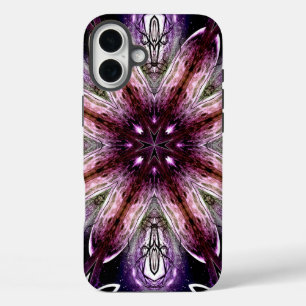 Violette und magentafarbene kosmische Blumen-Kalei iPhone 16 Plus Hülle