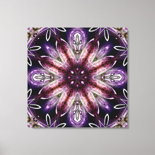 Violette und magentafarbene kosmische Blumen-Kalei Leinwanddruck