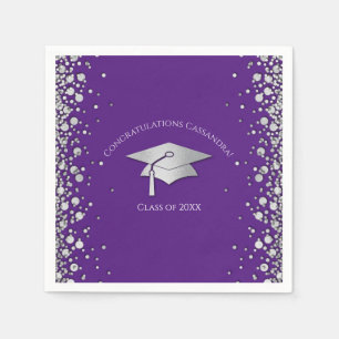 Violette und silberne Abschlussfeier Serviette
