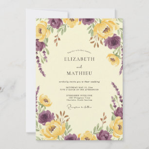 Violette üppige botanische Hochzeit Einladung
