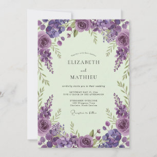 Violette whimsische Frühlingshochzeit Einladung