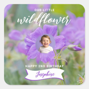 Violette Wildblume Benutzerdefiniertes Foto Alles  Quadratischer Aufkleber
