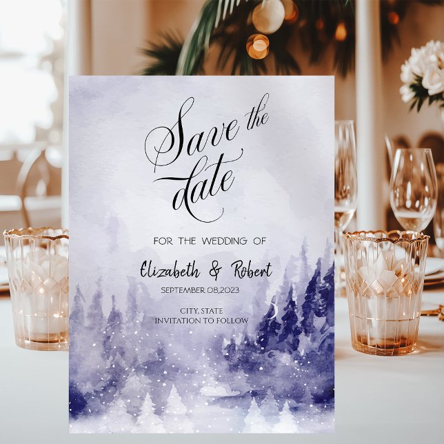 Violette Winterlandschaft Schnee Save The Date (Von Creator hochgeladen)