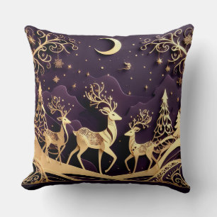 Violette Winterlaune – Mondbeschienene Weihnachtsh Kissen