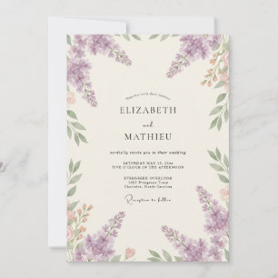 Violette Wisteria-Zweig Hochzeit Einladung