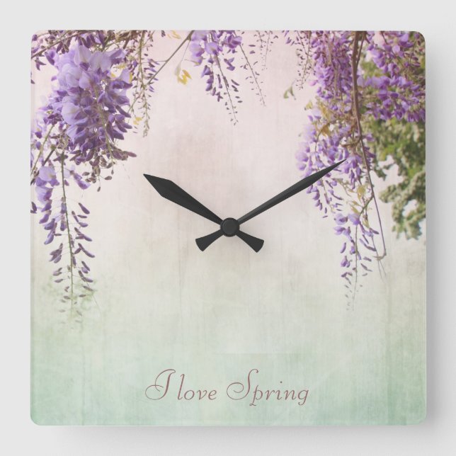 Violette Wisteriablüte, personalisierte Wanduhr (Vorderseite)