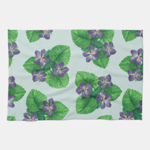 Violetten auf blauem Meerglas Geschirrtuch
