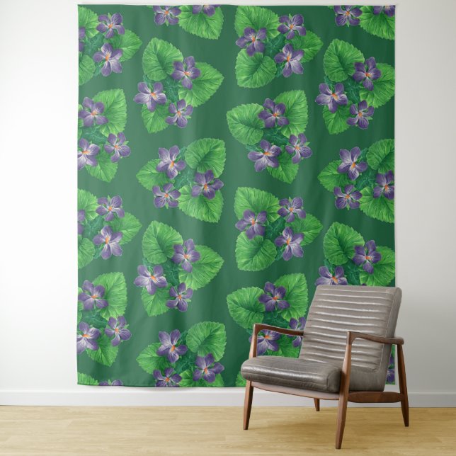 Violetten auf Smaragdgrün Wandteppich (Beispiel)