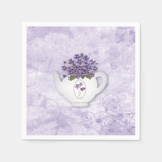 Violetten aus Teekopfpapier Napkin Serviette (Vorderseite)