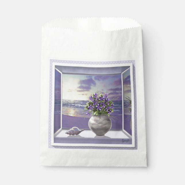 Violetten in einem Mondgefäß, Geschenktütchen (Vorderseite)
