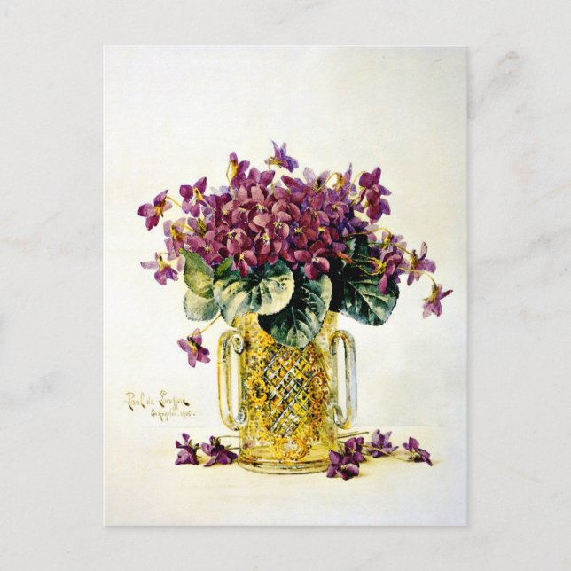 Violetten - Lilatfarbene Blumen in einer Vase Postkarte (Vorderseite)