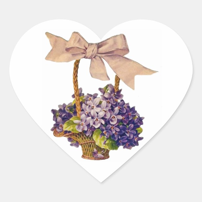 Violetten mit Bow-Aufkleber Herz-Aufkleber (Vorderseite)