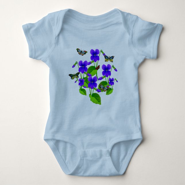 Violetten und Schmetterlinge Baby Strampler (Vorderseite)