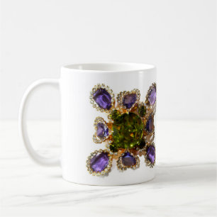 Violetter Amethyst-Diamanten-Smaragd-Schmuck Kaffeetasse
