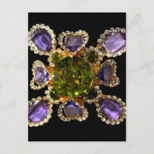 Violetter Amethyst Diamanten Smaragde Schmuck  Postkarte