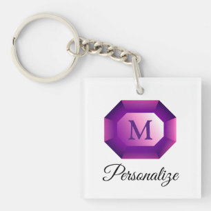 Violetter Amethyst-Edelstein-Schmuck mit individue Schlüsselanhänger