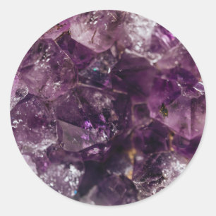 Violetter Amethyst-Kristall-Quarz-Energie-Muster Runder Aufkleber