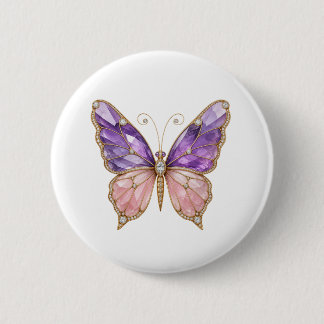 Violetter Amethyst-Rosenquarz-Schmetterlings-Pin Button