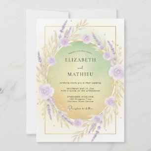 Violetter Fliederkranz Hochzeit Einladung
