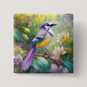 Violetter Haubenjay-Fantasievogel Button