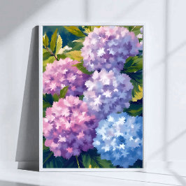 Violetter Hortensienbusch | Florale Aquarellmalere Poster