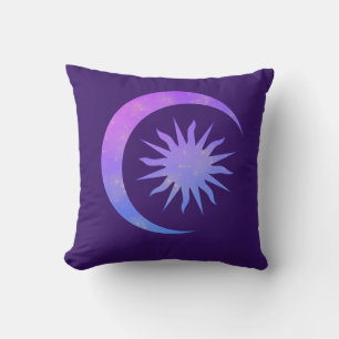 Violetter Indigo Purpurmond & Sonnen-Zen-Schlafzim Kissen