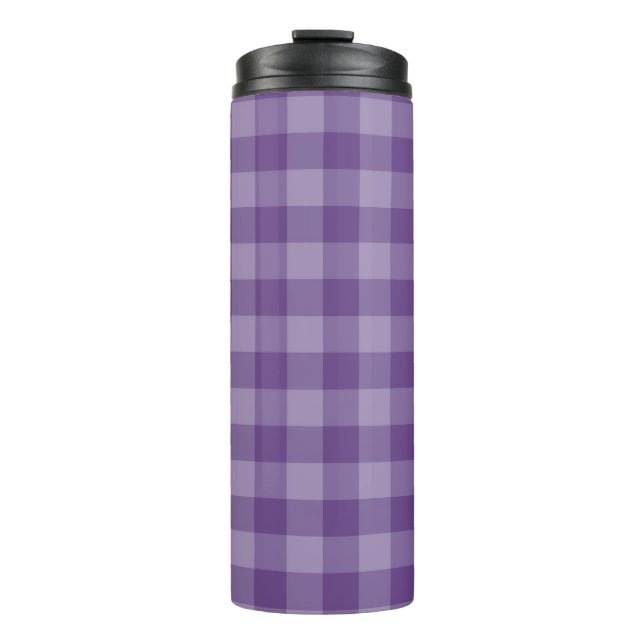 Violetter karierter Hintergrund Thermosbecher (Vorderseite)
