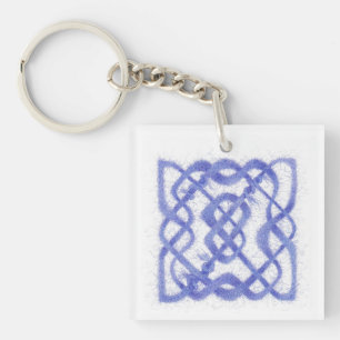 VIOLETTER KELTISCHER KNOTEN Quadratischer Acryl-Sc Schlüsselanhänger