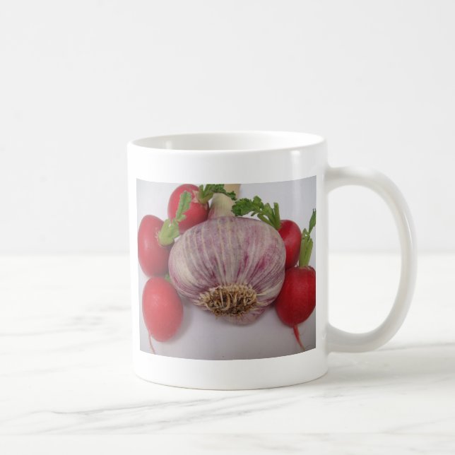 Violetter Knoblauch mit Radieschen Kaffeetasse (Rechts)