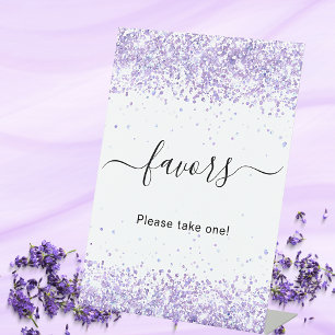 Violetter Lavendel Glitter weißes Partygeschenk Sockelschild