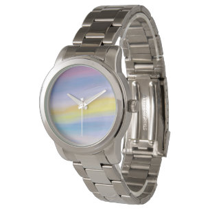 Violetter und goldener abstrakter Strahl Armbanduhr