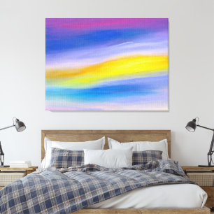 Violetter und goldener Strahl abstrakte Kunst Leinwanddruck