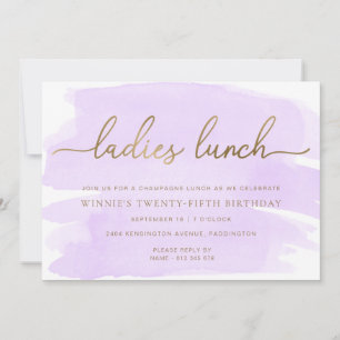Violetter Wasserfarben-Gold-Damen-Lunch Einladung