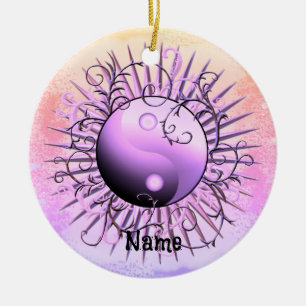 Violetter Wirbel Yin Yang  Keramik Ornament