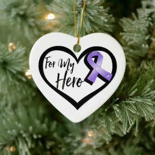 Violettes Bewusstseins-Band für meinen Held Keramik Ornament