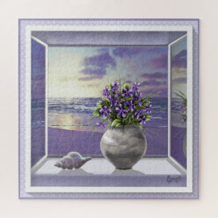 Violettes dans un pot de lune puzzle
