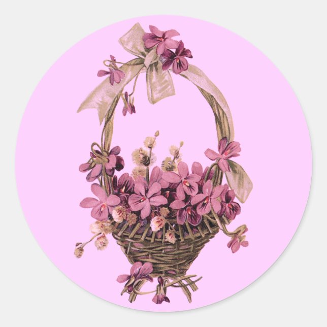 Violettes dans un Sticker Panier (Devant)