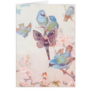 Violettes feenhaftes Mädchen und Drosseln